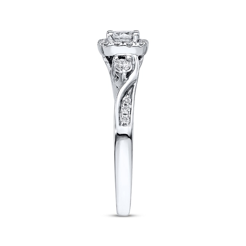 Main Image 2 of Previously Owned Diamond Engagement Ring 5/8 Carat tw Round-cut 14K White Gold - Size 4.25