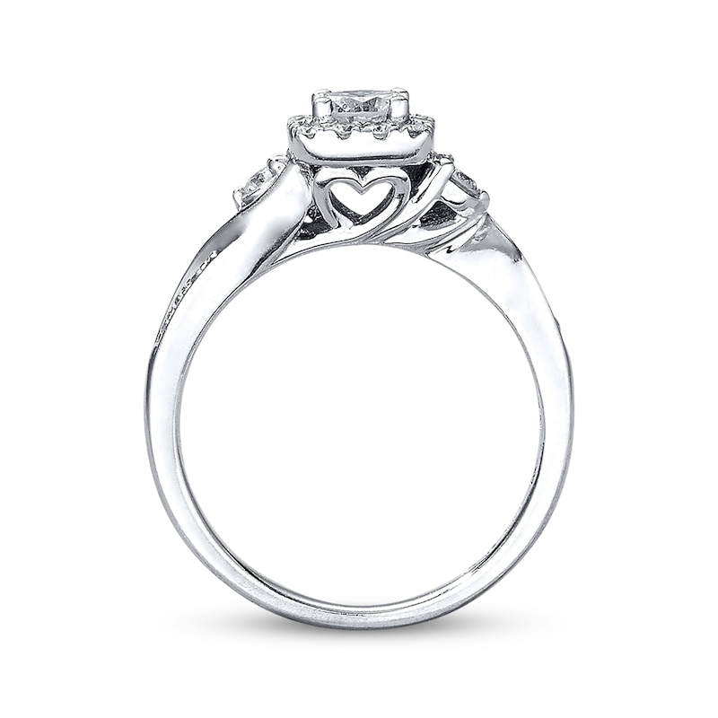 Main Image 3 of Previously Owned Diamond Engagement Ring 5/8 Carat tw Round-cut 14K White Gold - Size 4.25