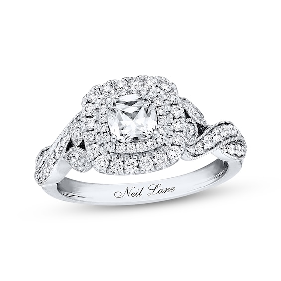 Previously Owned Neil Lane Diamond Engagement Ring 1 ct tw Cushion, Marquise & Round 14K White Gold Size 4.5