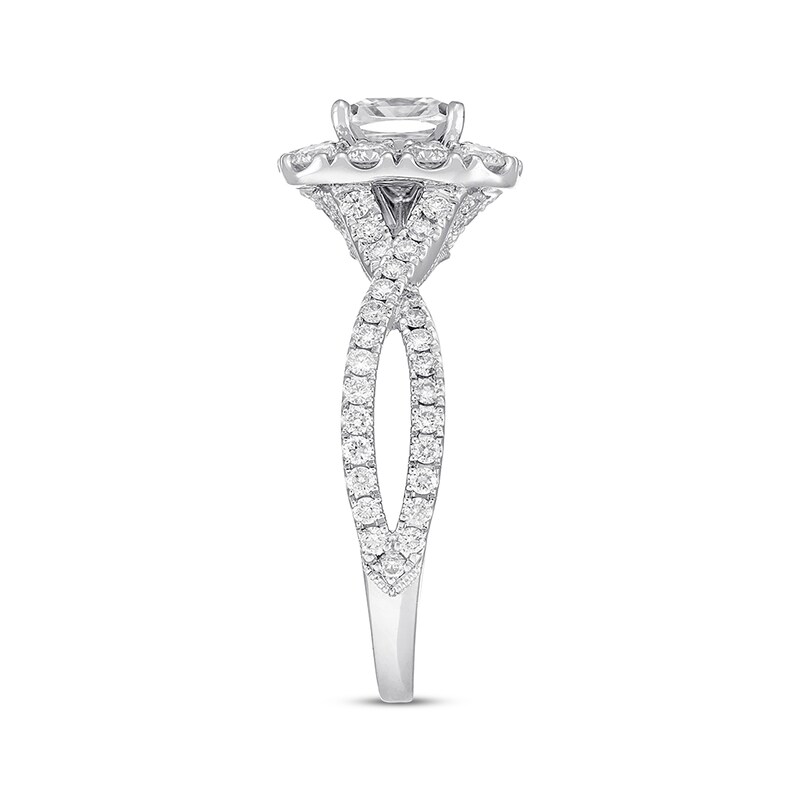 Main Image 2 of Previously Owned Neil Lane Diamond Engagement Ring 1-3/4 ct tw Cushion & Round-cut 14K White Gold - Size 10.25