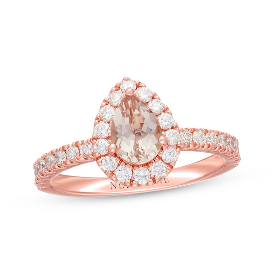 Previously Owned Neil Lane Morganite Engagement Ring 5/8 ct tw Pear & Round-cut 14K Rose Gold Size 11