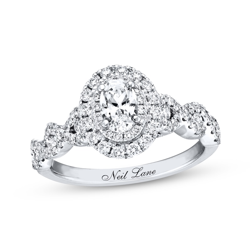 Main Image 1 of Previously Owned Neil Lane Bridal Diamond Ring 1-1/6 ct tw Oval & Round-cut 14K White Gold Size 13
