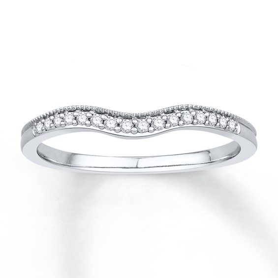 Previously Owned Diamond Wedding Band 1/10 ct tw Round-cut 10K White Gold Size 10.75