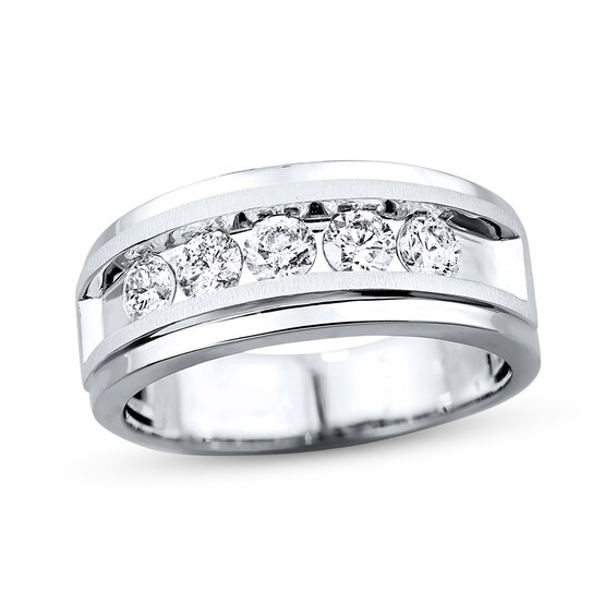 Previously Owned Men's Diamond Wedding Band 1 ct tw Round-cut 10K White Gold Size 13