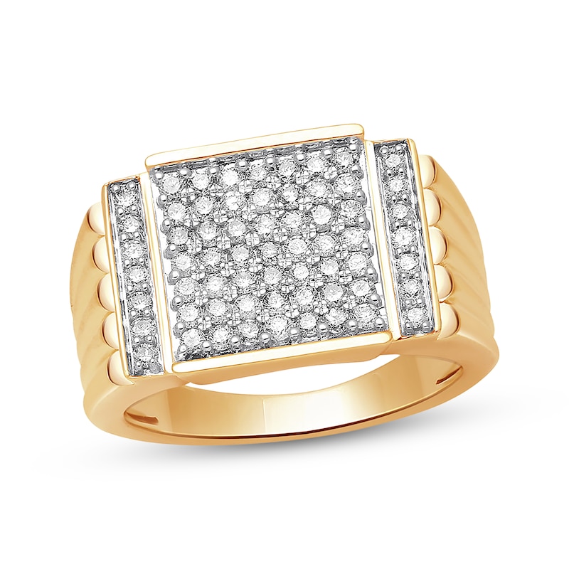 Main Image 1 of Previously Owned Men's Diamond Ring 1 ct tw Round-cut 10K Yellow Gold Size 12.5