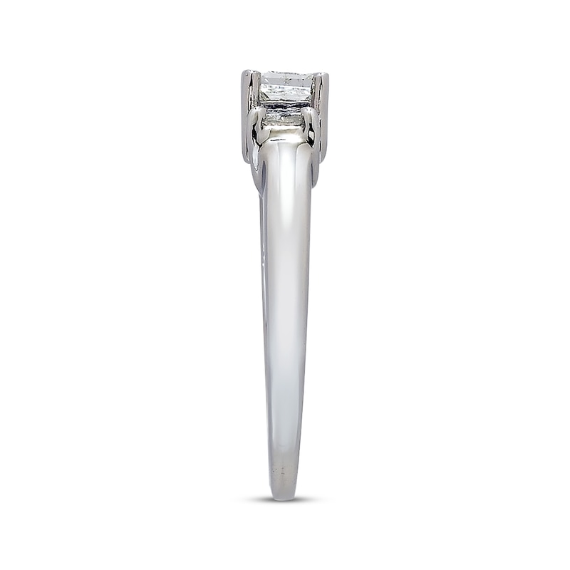 Main Image 2 of Previously Owned Three-stone Diamond Anniversary Ring Princess-cut 1 ct tw 14K White Gold/Platinum - Size 9.75