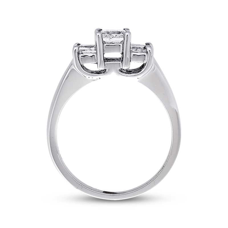 Main Image 3 of Previously Owned Three-stone Diamond Anniversary Ring Princess-cut 1 ct tw 14K White Gold/Platinum - Size 9.75