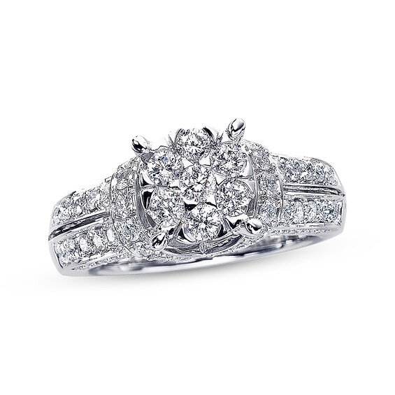 Previously Owned Diamond Engagement Ring 1-3/8 ct tw Round-cut 14K White Gold Size 4.75