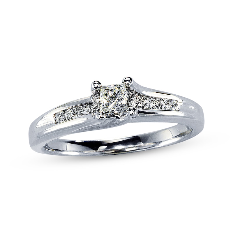 Main Image 1 of Previously Owned Diamond Engagement Ring 1/2 ct tw Princess-cut 14K White Gold Size 4.75