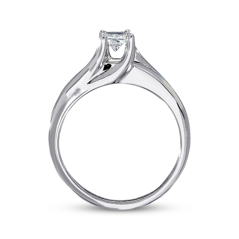 Main Image 3 of Previously Owned Diamond Engagement Ring 1/2 ct tw Princess-cut 14K White Gold Size 4.75