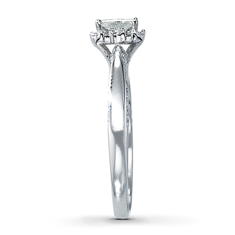 Main Image 3 of Previously Owned Diamond Engagement Ring 1 ct tw Princess & Round 14K White Gold - Size 4.25