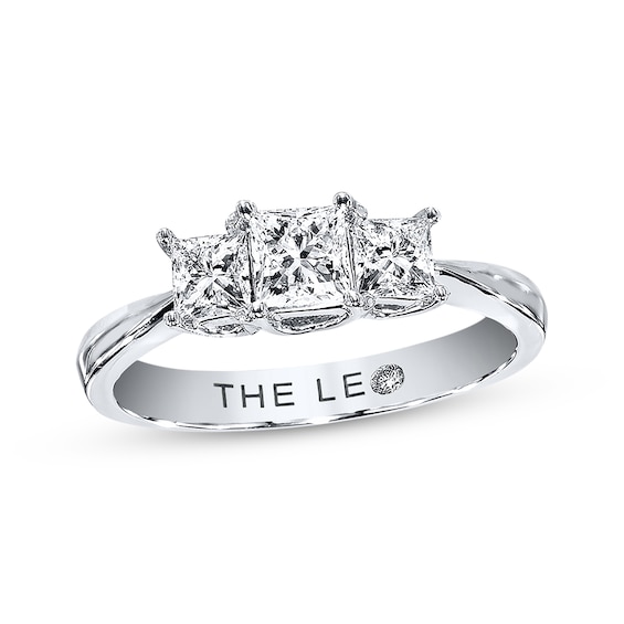 Previously Owned THE LEO Diamond 3-Stone Engagement Ring 1 ct tw Princess-cut 14K White Gold Size 4.5