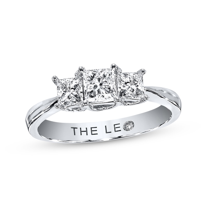 Previously Owned THE LEO Diamond 3-Stone Engagement Ring 1 ct tw Princess-cut 14K White Gold
