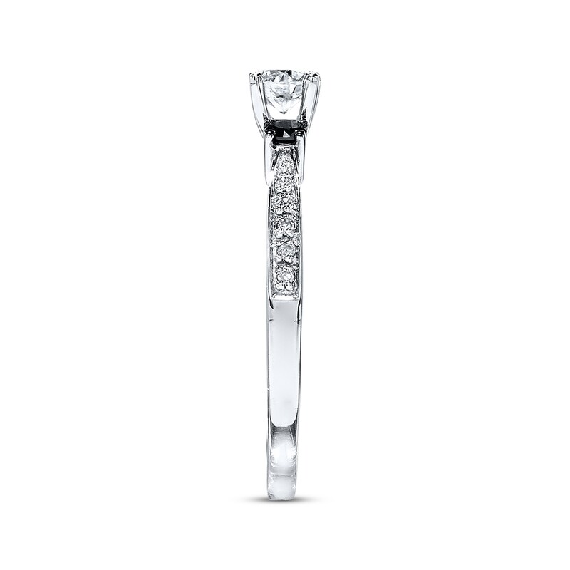 Main Image 2 of Previously Owned Black & White Diamond Engagement Ring 3/8 ct tw 10K White Gold - Size 10