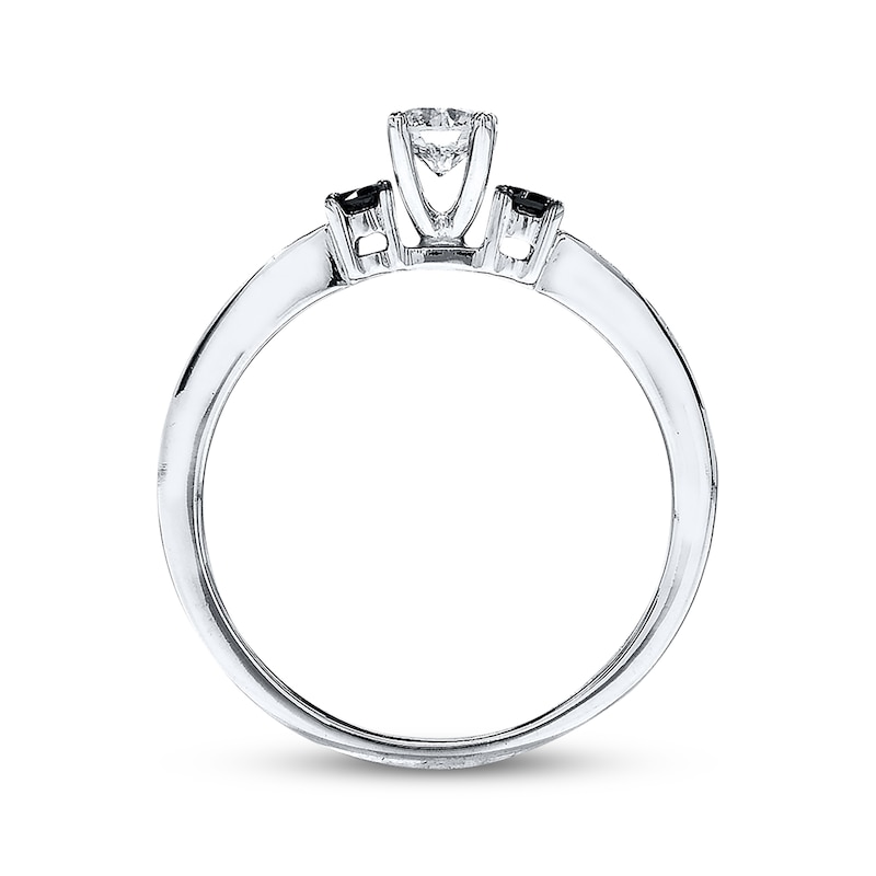 Main Image 3 of Previously Owned Black & White Diamond Engagement Ring 3/8 ct tw 10K White Gold - Size 10