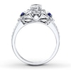 Thumbnail Image 2 of Previously Owned Diamond/Sapphire Ring 3/4 ct tw Round-cut 14K White Gold - Size 10