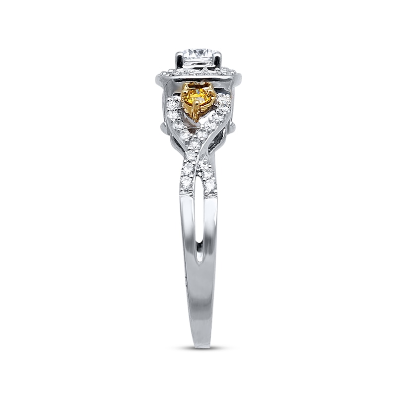 Main Image 2 of Previously Owned Yellow & White Diamond Engagement Ring 1/2 ct tw 10K Two-Tone Gold - Size 4.75