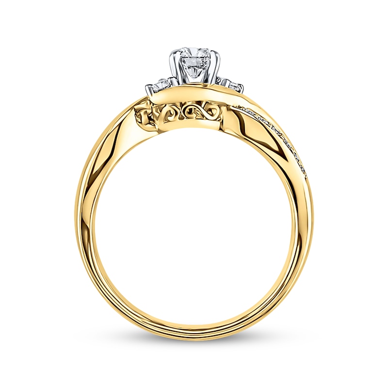 Main Image 3 of Previously Owned Three-Stone Diamond Engagement Ring 3/8 ct tw 14K Yellow Gold - Size 4.25