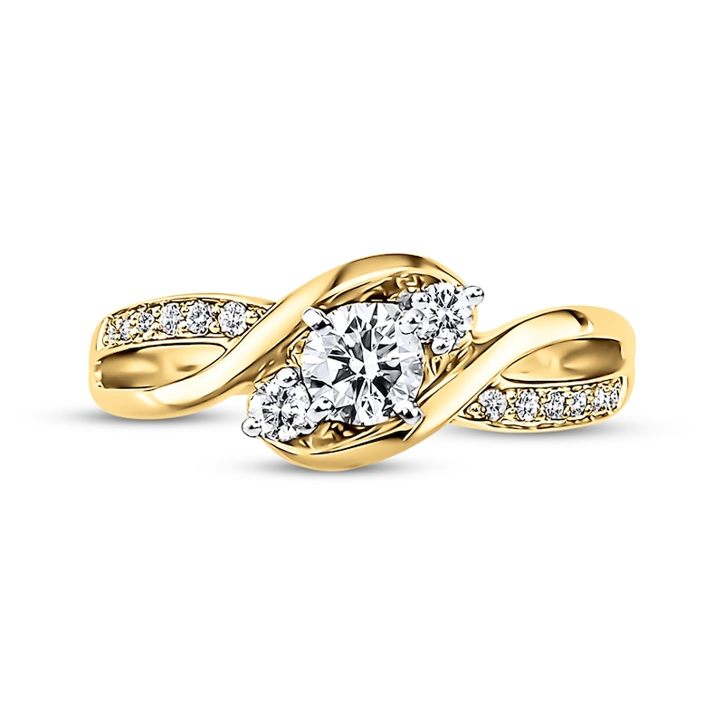 Previously Owned Three-Stone Diamond Engagement Ring 3/8 ct tw 14K Yellow Gold - Size 4.25