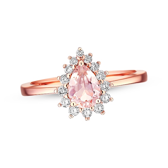 Previously Owned Morganite Engagement Ring 1/4 ct tw Diamonds 14K Rose Gold Size 4