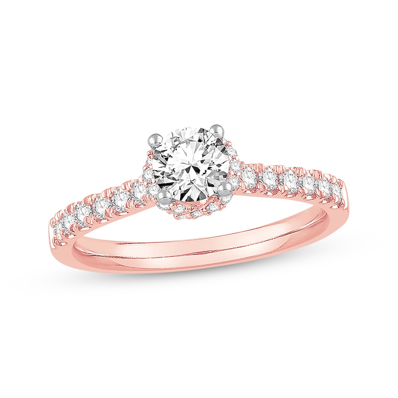 Main Image 1 of Previously Owned Diamond Engagement Ring 7/8 ct tw Round-cut 14K Rose Gold - Size 9.25