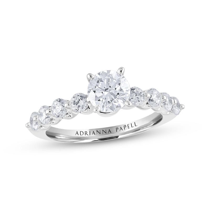Main Image 1 of Previously Owned Adrianna Papell Diamond Engagement Ring 1-5/8 ct tw Round-cut 14K White Gold Size 4.5