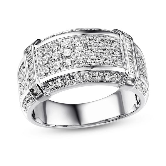 Previously Owned Men's Diamond Band 1-1/2 ct tw Round-cut 10K White Gold Size 12.5