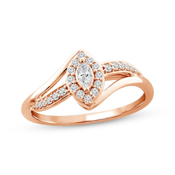 Previously Owned Diamond Ring 1/4 ct tw Marquise/Round 10K Rose Gold 10.5