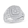 Previously Owned Diamond Engagement Ring 1-1/2 ct tw Round & Baguette-cut 10K White Gold