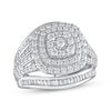 Thumbnail Image 1 of Previously Owned Diamond Engagement Ring 1-1/2 ct tw Round & Baguette-cut 10K White Gold - Size 10