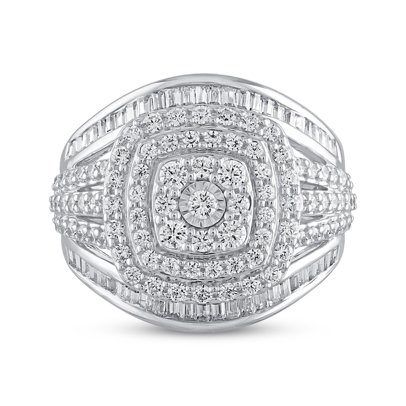 Main Image 3 of Previously Owned Diamond Engagement Ring 1-1/2 ct tw Round & Baguette-cut 10K White Gold - Size 10