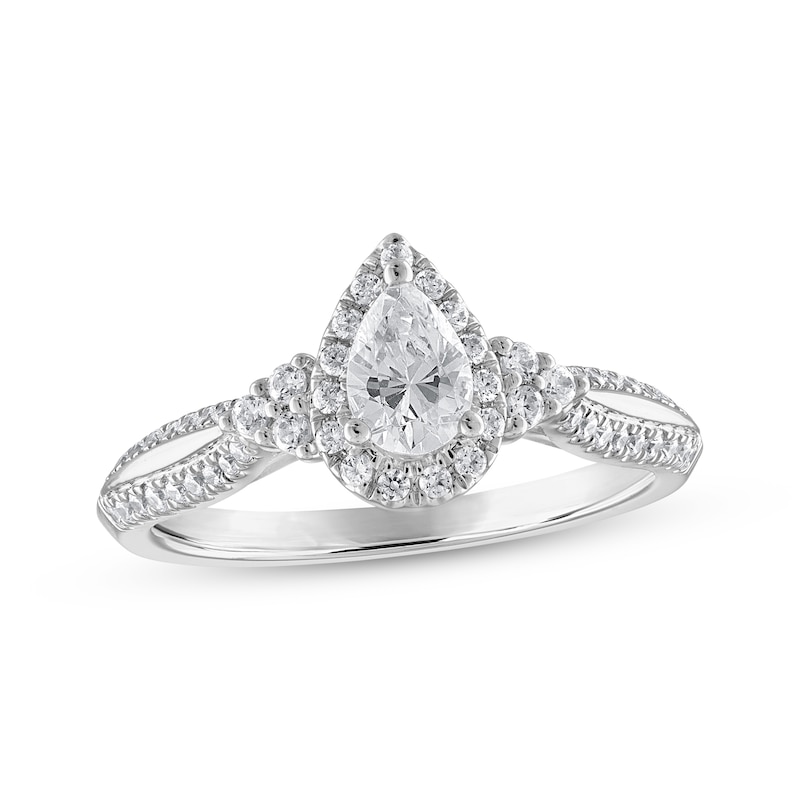 Previously Owned Diamond Engagement Ring 3/4 ct tw Pear-shaped 14K White Gold