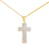 Thumbnail Image 2 of Previously Owned Men's Diamond Cross Necklace 1/3 ct tw Round-cut 10K Yellow Gold 22&quot;