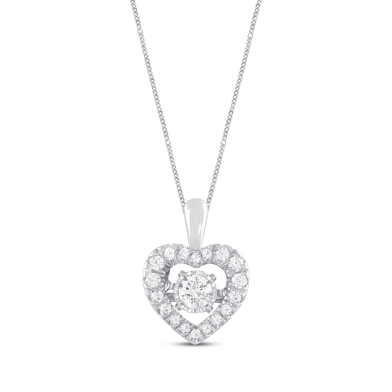 Main Image 1 of Previously Owned Unstoppable Love Diamond Heart Necklace 1/3 ct tw Round-cut 10K White Gold 19&quot;