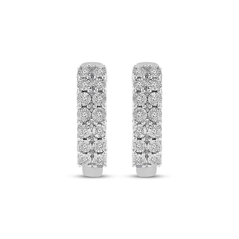 Previously Owned Diamond Hoop Earrings 1/10 ct tw Round-cut Sterling ...