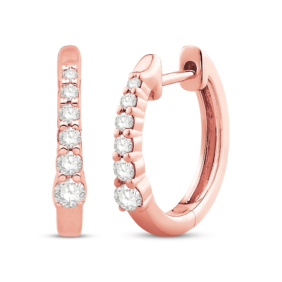 Previously Owned Hoop Earrings 1/5 ct tw 10K Round-cut Diamond Rose Gold