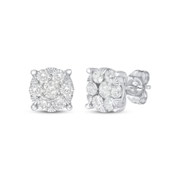 Previously Owned Diamond Fashion Stud Earrings 1 ct tw Round-cut 10K White Gold