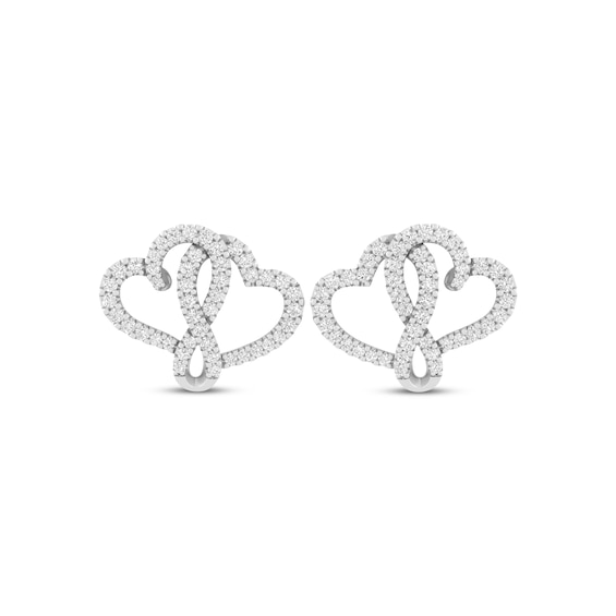 Previously Owned Joining Hearts Diamond Earrings 1/2 ct tw Round-cut 10K White Gold