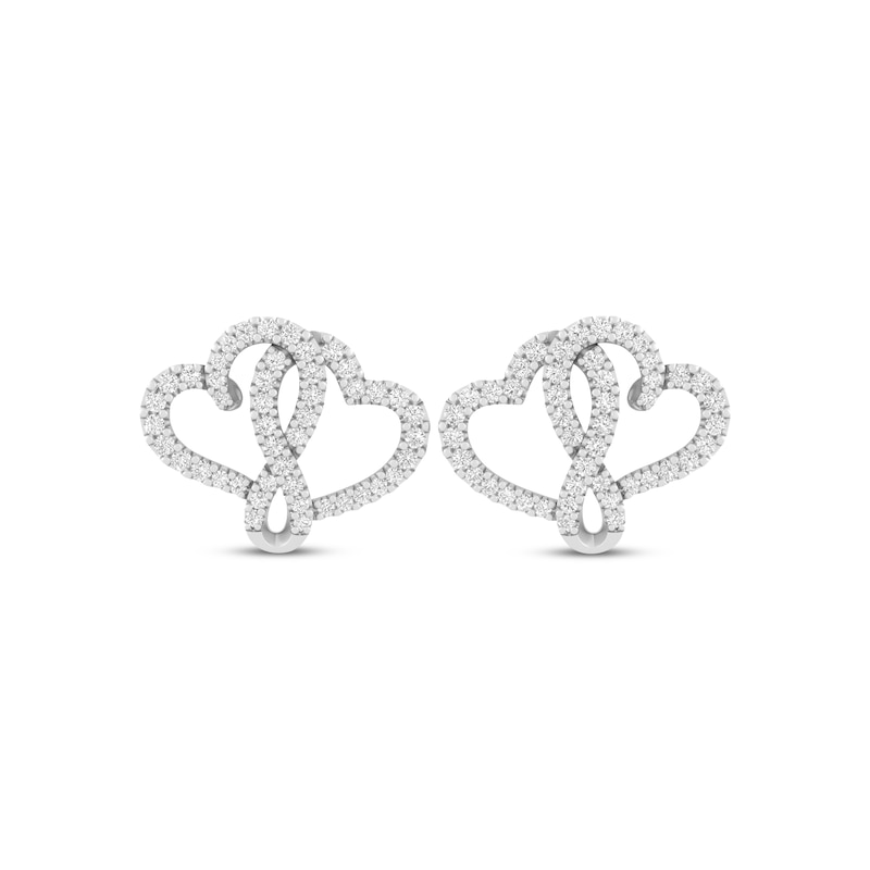 Previously Owned Joining Hearts Diamond Earrings 1/2 ct tw Round-cut 10K White Gold