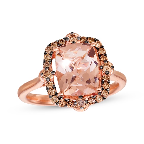 Previously Owned Le Vian Morganite Ring 1/3 ct tw Diamonds 14K Strawberry Gold