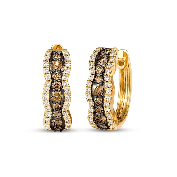 Previously Owned Le Vian Diamond Hoop Earrings 1 ct tw Round-cut 14K Honey Gold