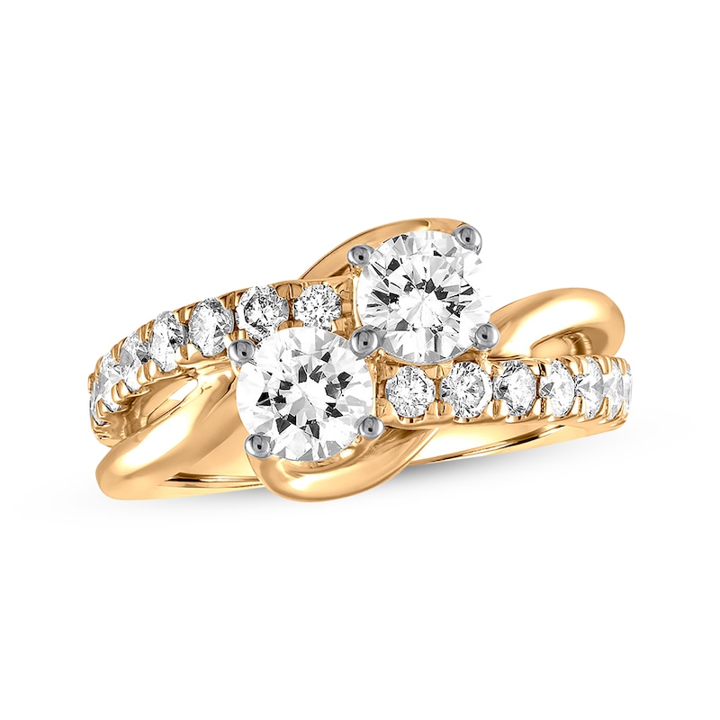 Main Image 1 of Previously Owned Ever Us Two-Stone Anniversary Ring 2 ct tw Round 14K Yellow Gold