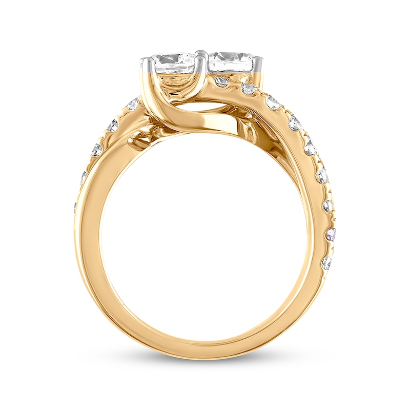 Main Image 3 of Previously Owned Ever Us Two-Stone Anniversary Ring 2 ct tw Round 14K Yellow Gold
