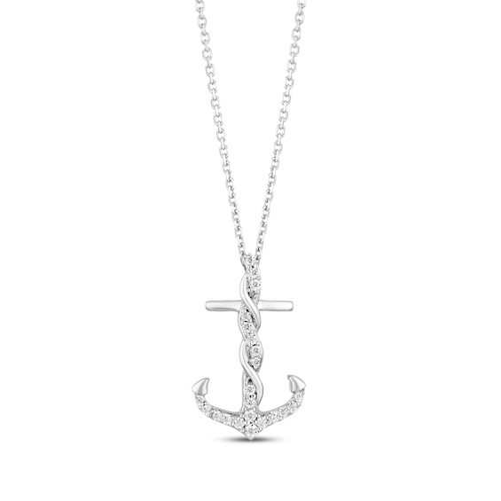 Previously Owned Hallmark Diamonds Anchor Necklace 1/6 ct tw Sterling Silver 18"