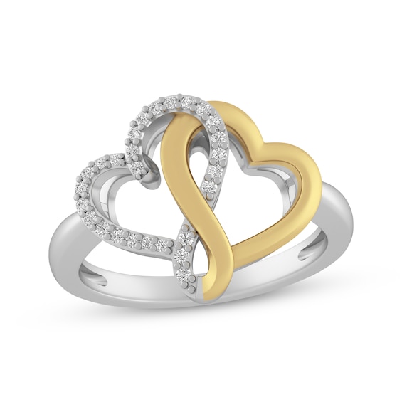 Previously Owned Joining Hearts Diamond Ring 1/10 ct tw 10K Yellow Gold Sterling Silver