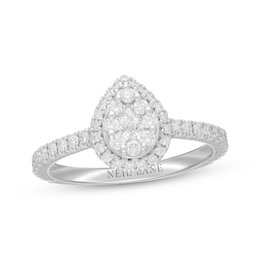 Previously Owned Neil Lane Diamond Engagement Ring 3/4 ct tw Pear & Round-cut 14K White Gold