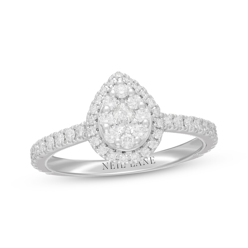 Main Image 1 of Previously Owned Neil Lane Diamond Engagement Ring 3/4 ct tw Pear & Round-cut 14K White Gold