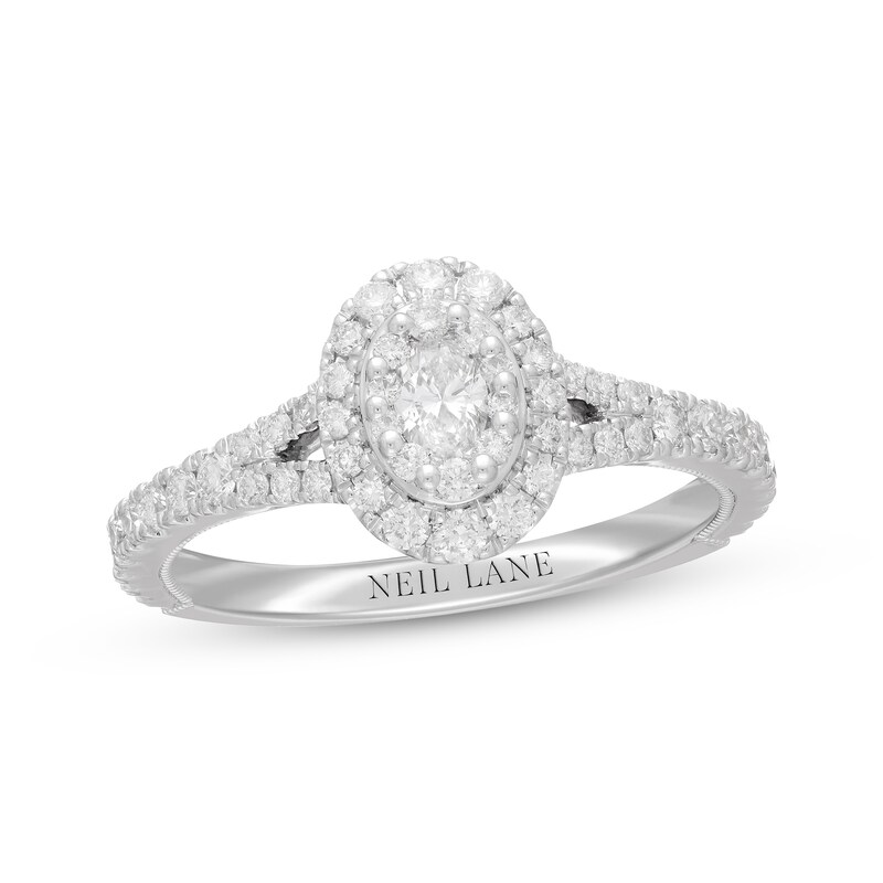 Previously Owned Neil Lane Diamond Engagement Ring 3/4 ct tw Oval & Round-cut 14K White Gold
