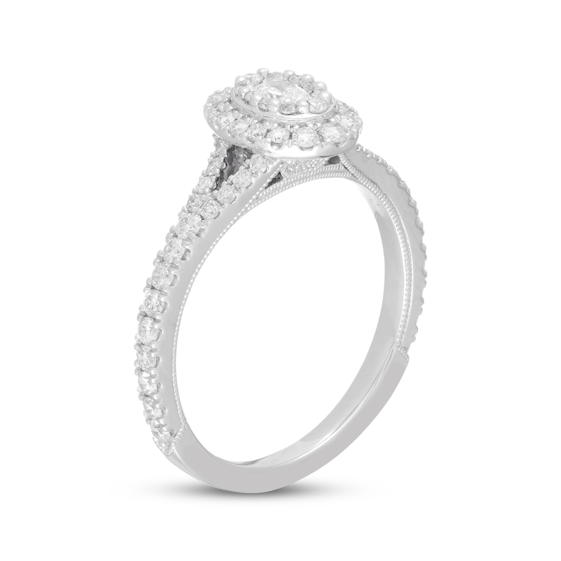 Previously Owned Neil Lane Diamond Engagement Ring 3/4 ct tw Oval & Round-cut 14K White Gold