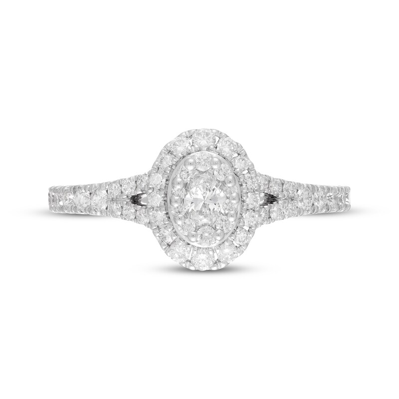 Previously Owned Neil Lane Diamond Engagement Ring 3/4 ct tw Oval & Round-cut 14K White Gold